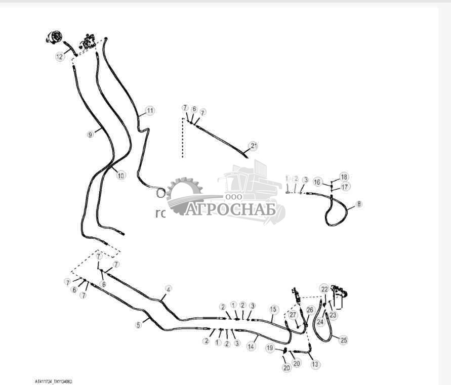 Трубопроводы поворота и картера (двухфункциональные) (гидротрансформатор) (648227 